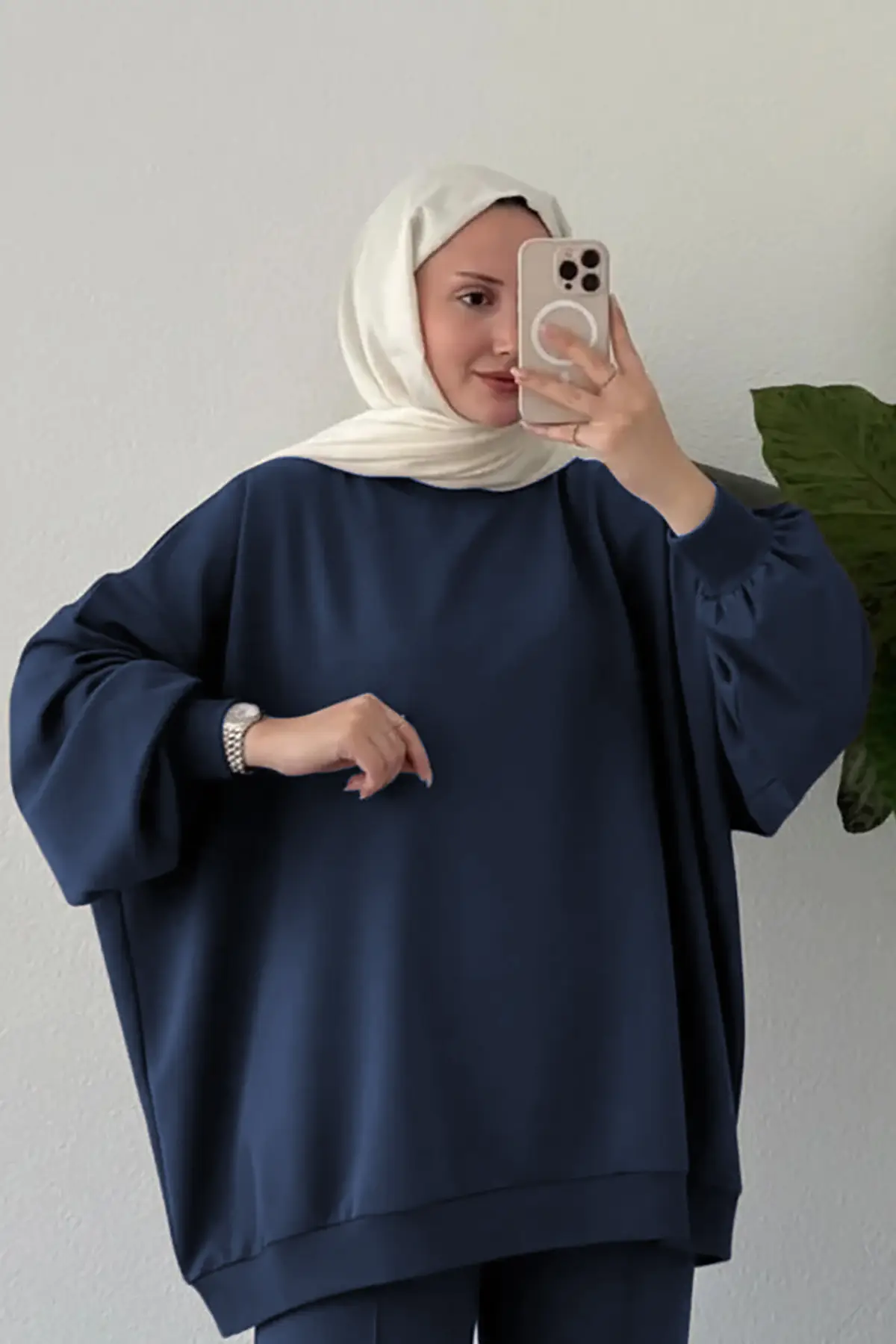 3044 - Rahat, Salaş Basic Kadın Uzun Sweatshirt