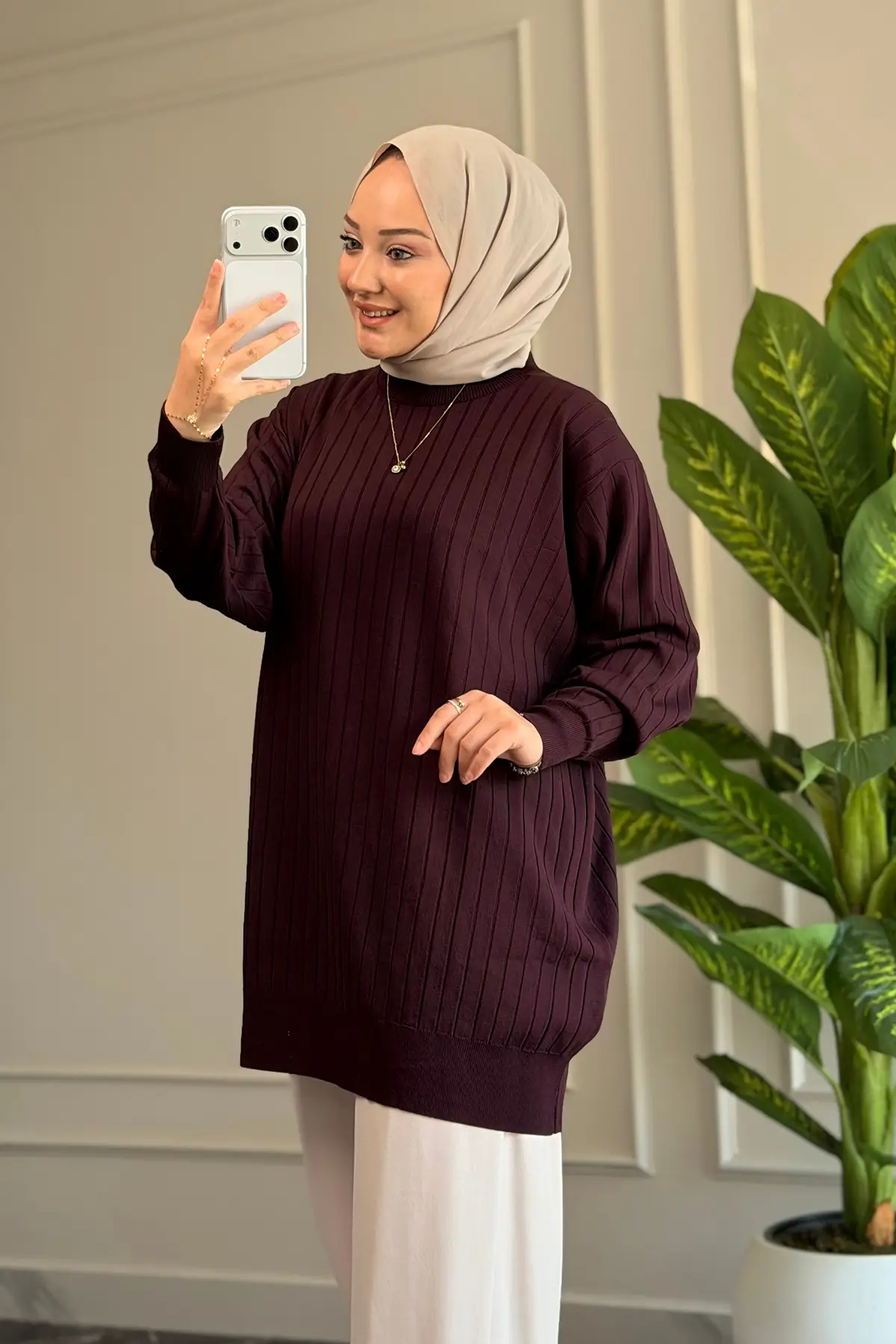40430 - Şık, Rahat Kadın Uzun Triko Kazak