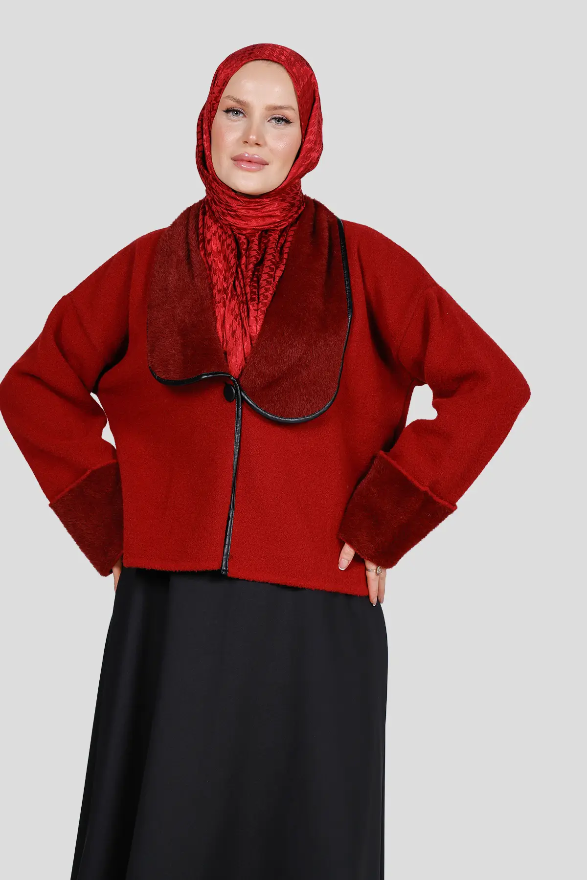 44110 - Şık Rahat Düğmeli Yumoş Kadın Triko Hırka