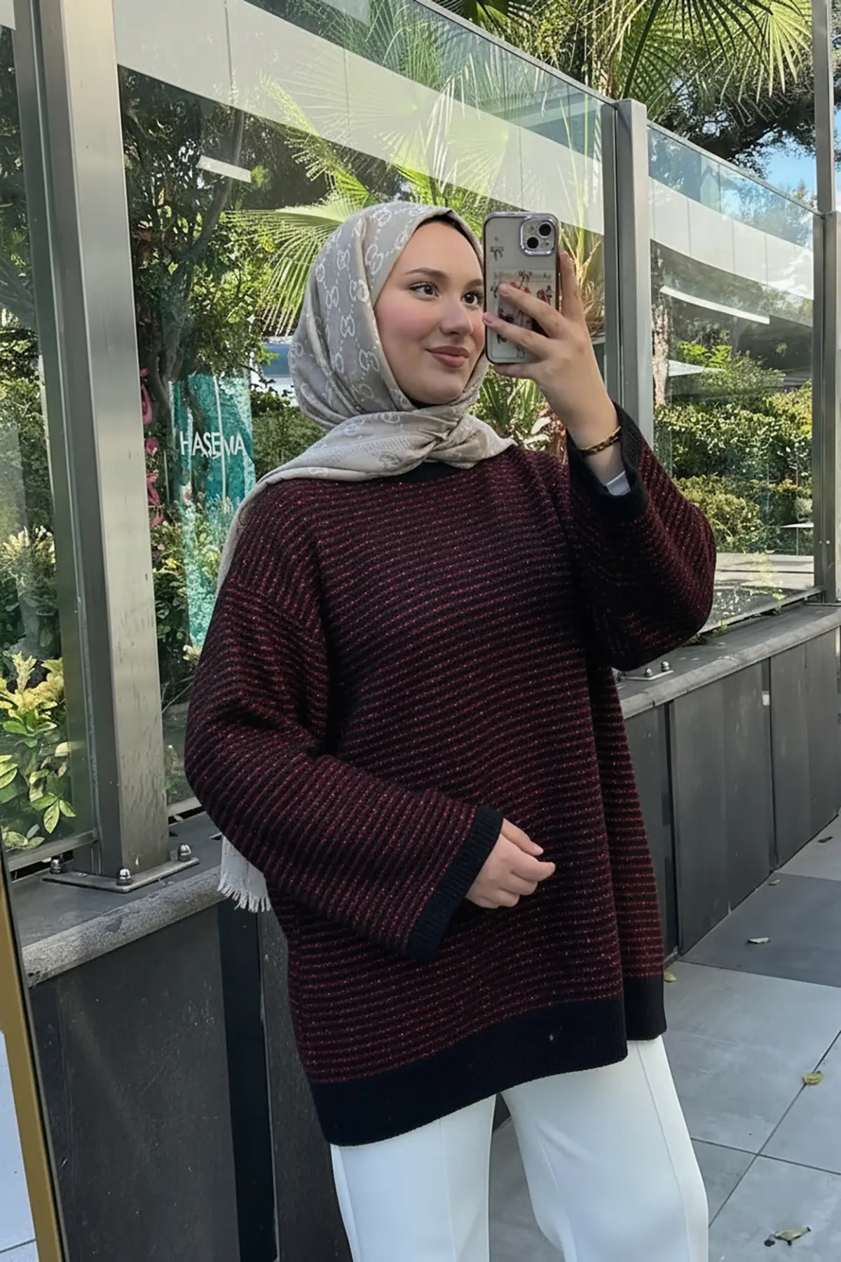 51172- Şık Rahat Simli Kadın Triko Uzun Kazak - Siyah