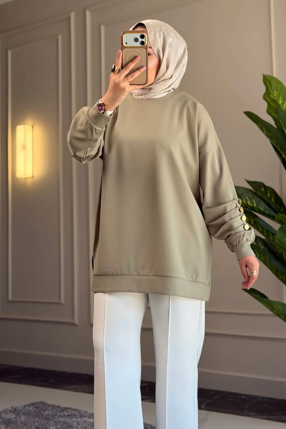 5633 - Rahat, Salaş Basic Kadın Uzun Sweatshirt - Ada Çayı