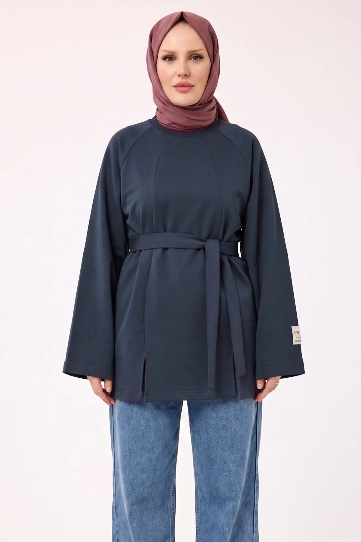 6232 - Rahat, Salaş 2 İplik Basic Kadın Uzun Tunik - Füme