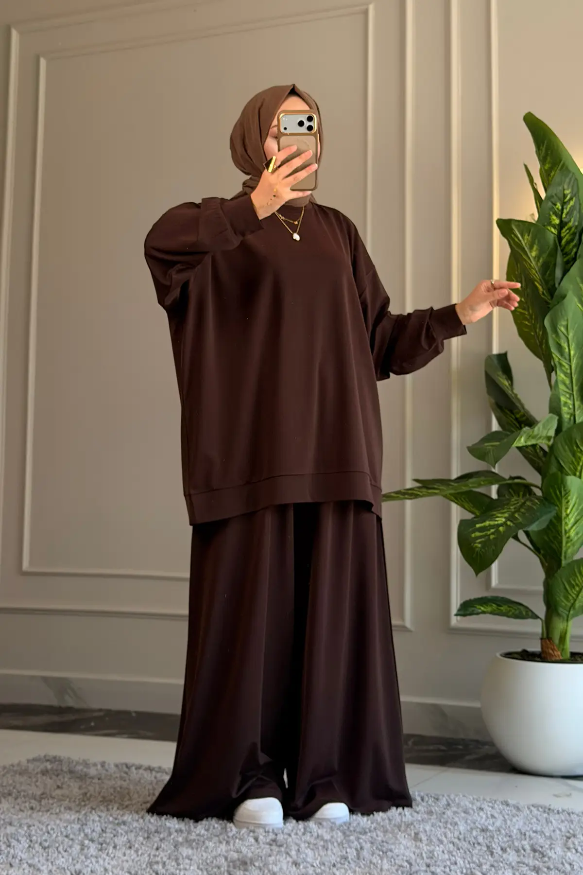 6578 - Oversize Rahat-Şık Vanizeli Modal Süprem Örgü Kumaş - Salaş Kadın Alt Üst Takımı