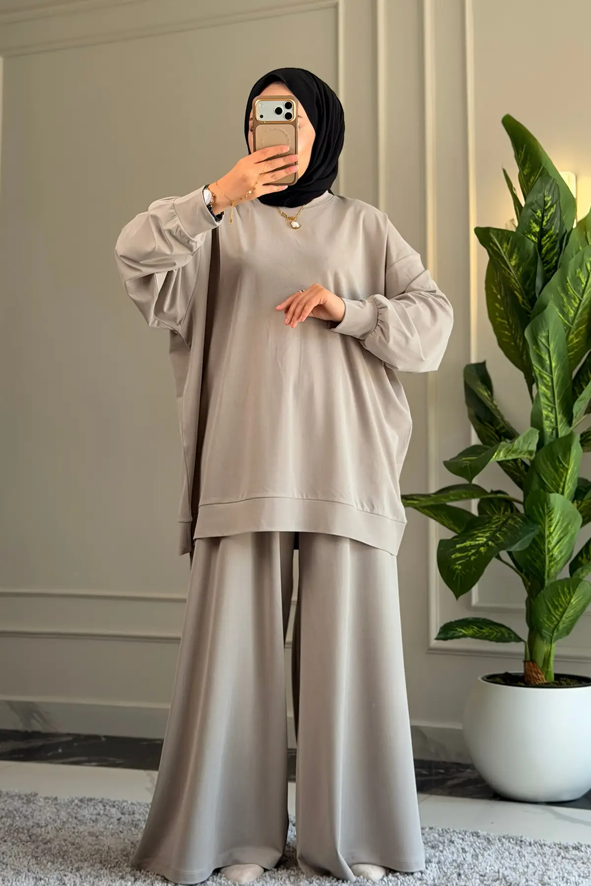 6578 - Oversize Rahat-Şık Vanizeli Modal Süprem Örgü Kumaş - Salaş Kadın Alt Üst Takımı - Olive