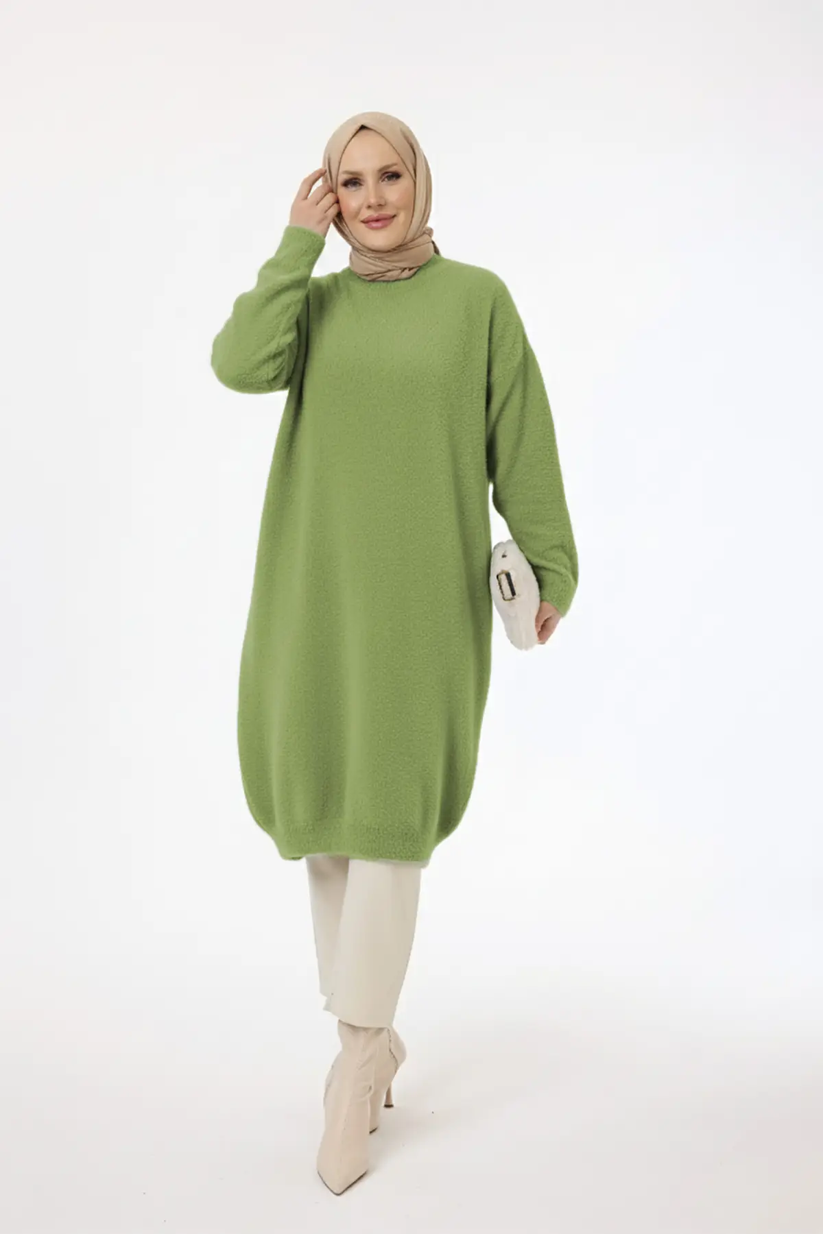 80082 - Şık,Rahat Triko Uzun Sakal İplikli Tunik