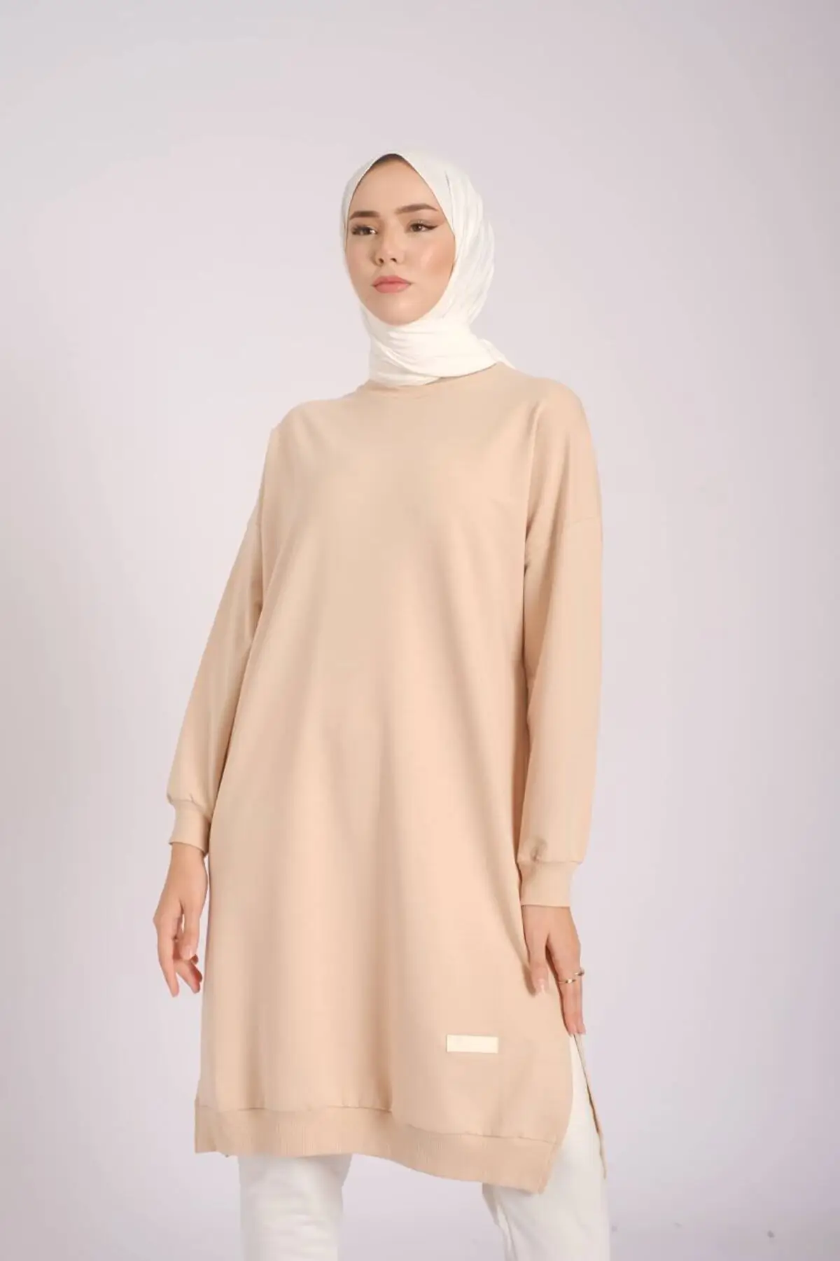 8211 - 2 İplik Basic Rahat Şık Kadın Uzun Tunik