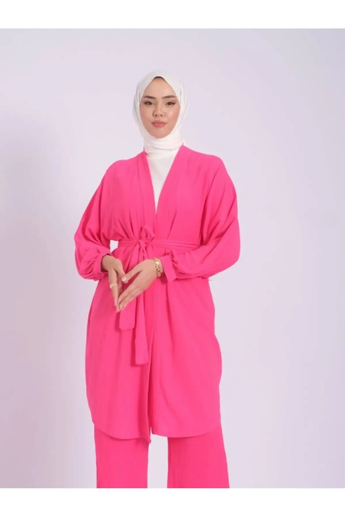 8511 - Poplin Pileli Gizli Düğmeli Kadın Gömlek - Pembe